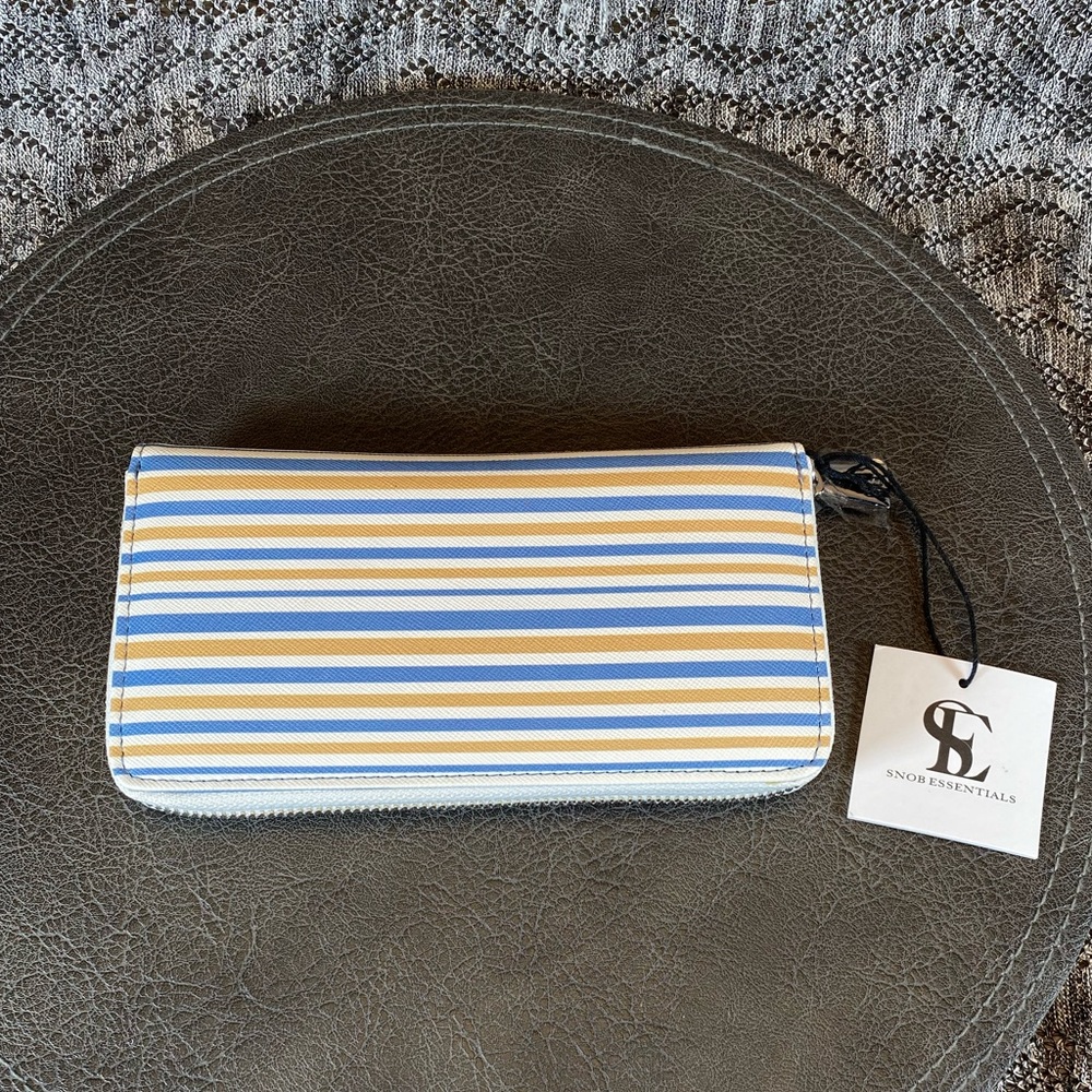 Snob essentials zip around continental wallet striped